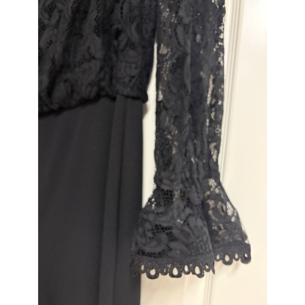 ADRIANNA PAPELL Black Off The Shoulder Lace Jumpsuit Size US XL NWOT - Picture 3 of 10